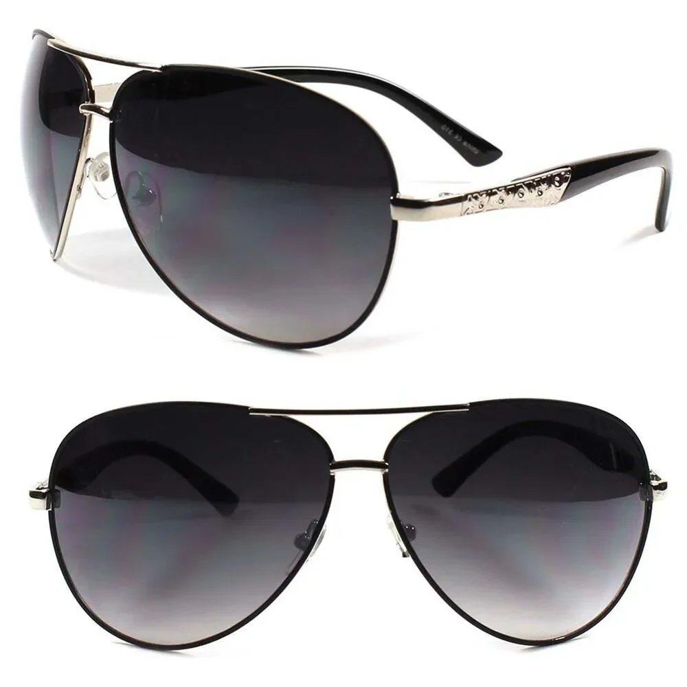 Classic Retro Vintage 80s Old Fashion Hot Mens Womens Aviation Silver Sunglasses